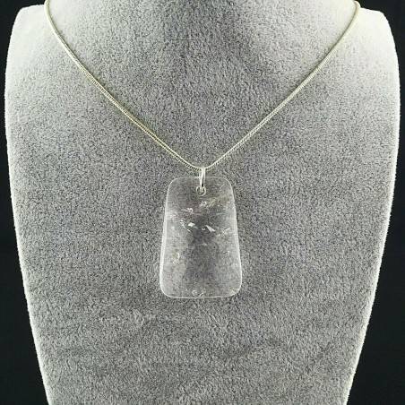 Pendant Gemstone of Hyaline Quartz Faceted Necklace Chain Crystal Healing A+-2