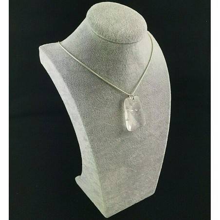 Pendant Gemstone of Hyaline Quartz Faceted Necklace Chain Crystal Healing A+-3